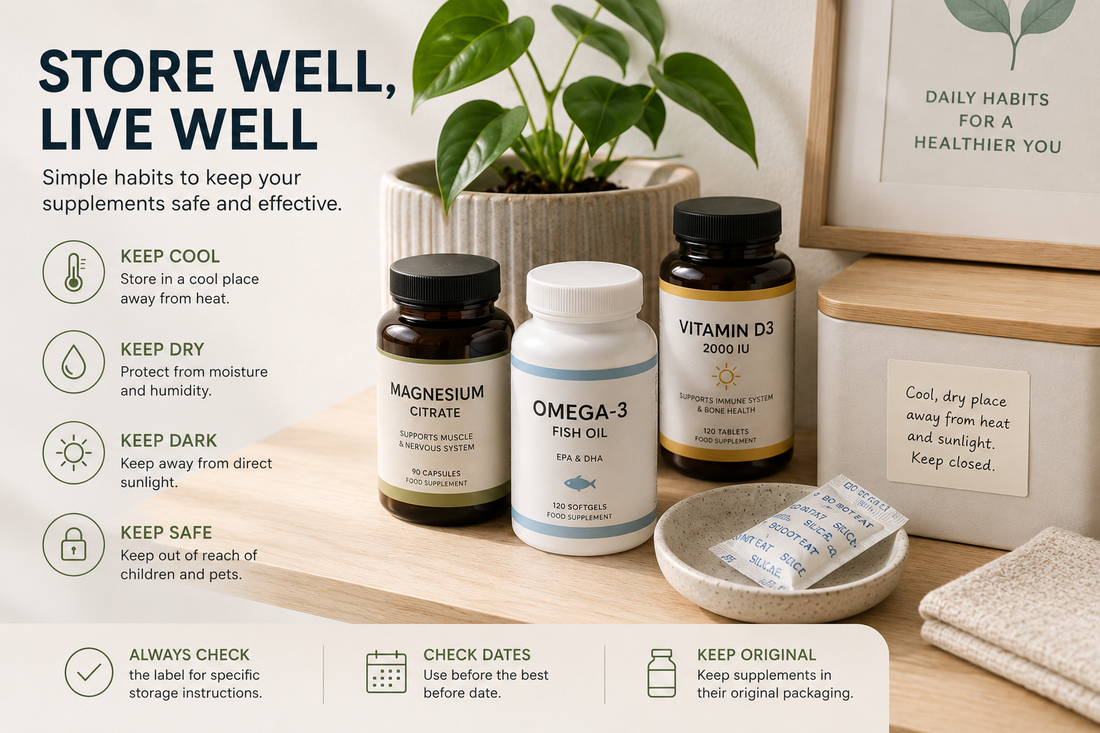 How to Store Supplements Correctly: Heat, Moisture, Light and Shelf Life Explained