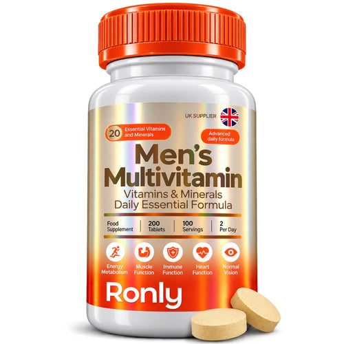 Ronly Men's Multivitamin & Minerals – 200 Tablets, Iron-Free