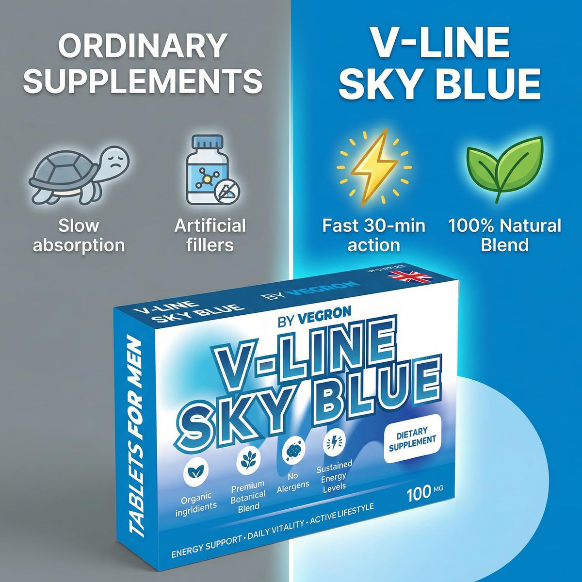Vegron V-Line Sky Blue – Herbal Supplement for Men